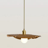 Postmodern 1-Light Brown Hammered Metal Lotus Leaf Pendant Ceiling Lamp / 15.5’