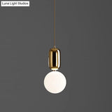 Postmodern 1-Light Pendant Lamp With Milky Ball Glass Shade - White/Gold 6’/8’/12’ Dia