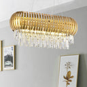 Postmodern 16-Light Gold Island Chandelier With Crystal Icicles