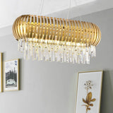 Postmodern 16-Light Gold Island Chandelier With Crystal Icicles