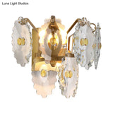 Postmodern 2-Light Wall Sconce With Clear Crystal And Green/Gold Gem Accent