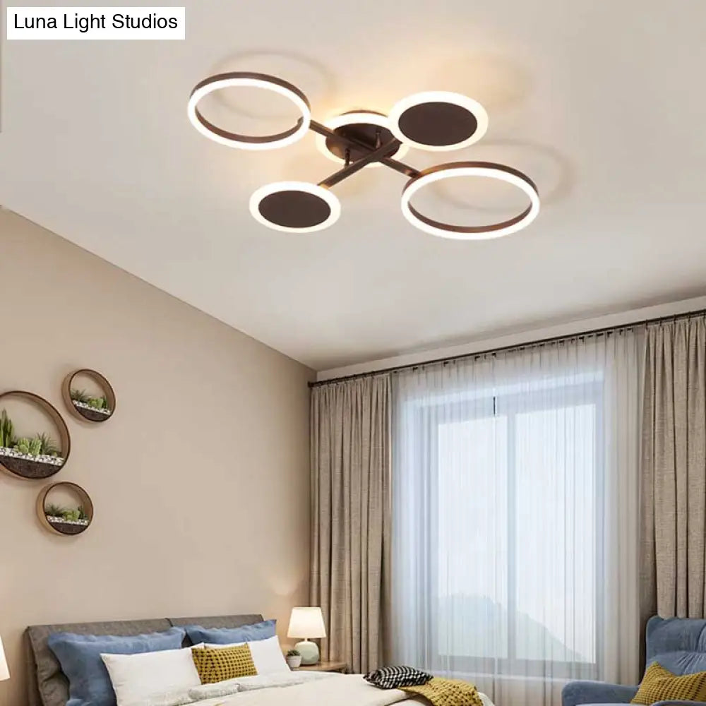 Postmodern 4/6-Light Flush Ceiling Lamp With Acrylic Shade In Warm/White Light