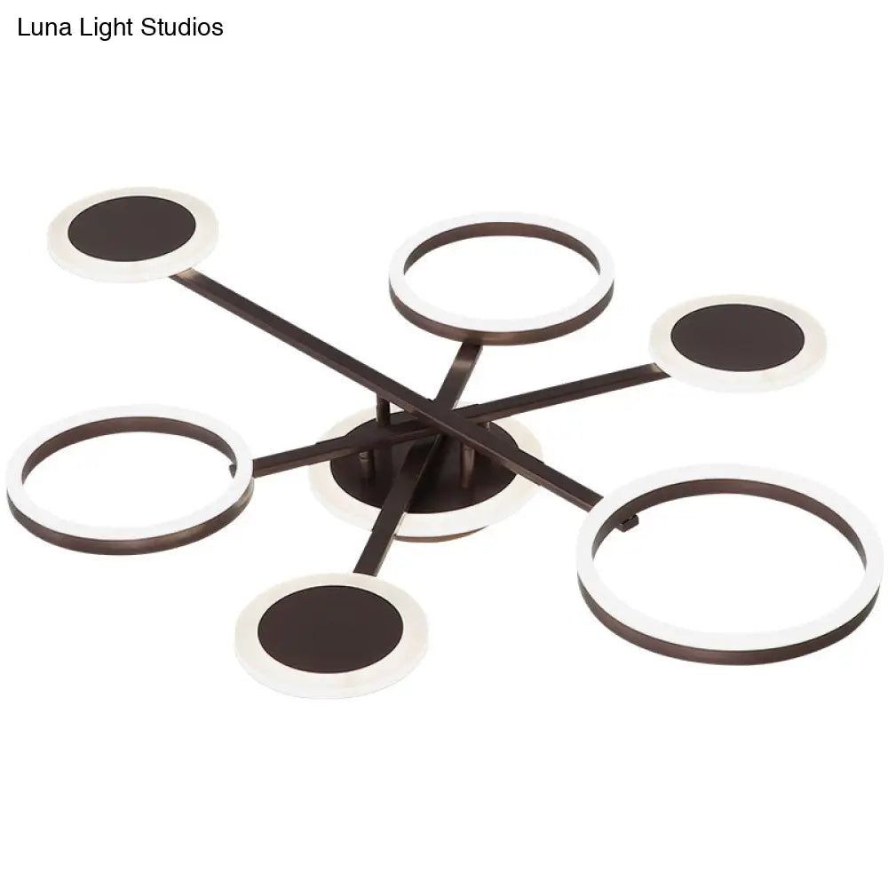 Postmodern 4/6-Light Flush Ceiling Lamp With Acrylic Shade In Warm/White Light