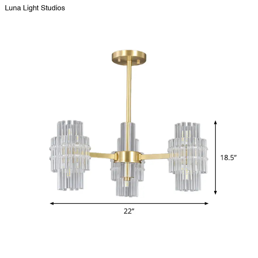 Postmodern 6 - Light Clear Crystal Rods Close To Ceiling Light In Gold