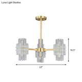 Postmodern 6 - Light Clear Crystal Rods Close To Ceiling Light In Gold