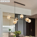 Postmodern 6-Light Island Lamp With Glass Ball Shades For Dining Rooms