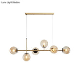Postmodern 6-Light Island Lamp With Glass Ball Shades For Dining Rooms