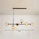 Postmodern 6-Light Island Lamp With Glass Ball Shades For Dining Rooms Beige