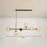 Postmodern 6-Light Island Lamp With Glass Ball Shades For Dining Rooms Beige