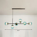 Postmodern 6-Light Island Lamp With Glass Ball Shades For Dining Rooms Blue