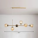 Postmodern 6-Light Island Lamp With Glass Ball Shades For Dining Rooms Gold
