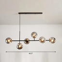Postmodern 6-Light Island Lamp With Glass Ball Shades For Dining Rooms Grey