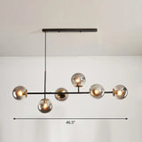 Postmodern 6-Light Island Lamp With Glass Ball Shades For Dining Rooms Grey