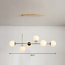 Postmodern 6-Light Island Lamp With Glass Ball Shades For Dining Rooms White