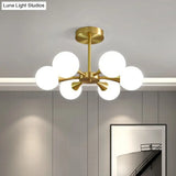 Postmodern Ball Glass Semi Flush Mount Ceiling Light With Brass Finish