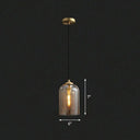 Postmodern Bedroom Hanging Lamp With Double Cloche Glass Shade - 1 Bulb Ceiling Light Cognac