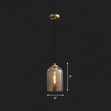 Postmodern Bedroom Hanging Lamp With Double Cloche Glass Shade - 1 Bulb Ceiling Light Cognac