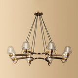 Postmodern Black-Brass Chandelier With Cone Glass Shade For Living Rooms 8 / Clear