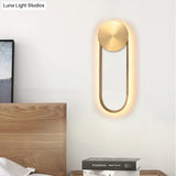 Postmodern Brass Arc Wall Sconce Led Lamp For Bedroom