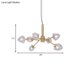 Postmodern Brass Chandelier With 8 Crystal Gemstone Pendant Lamps