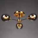 Postmodern Brass Finish Radial Ceiling Lamp With Glass Ball Shade 3 / Smoke Gray