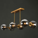 Postmodern Brass Island Light With Globe Glass Shade: Stylish Metal Ceiling Fixture 6 / Smoke Gray