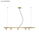 Postmodern Brass Linear Down Lighting Chandelier - Hanging Pendant For Dining Table