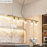 Postmodern Brass Linear Down Lighting Chandelier - Hanging Pendant For Dining Table