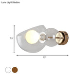 Postmodern Brass Wall Sconce Light With Clear/Amber Glass Shade