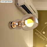 Postmodern Brass Wall Sconce Light With Clear/Amber Glass Shade