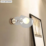 Postmodern Brass Wall Sconce Light With Clear/Amber Glass Shade