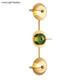 Postmodern Brushed Gold Glass Disc Wall Sconce - Mounted Lamp For Living Room