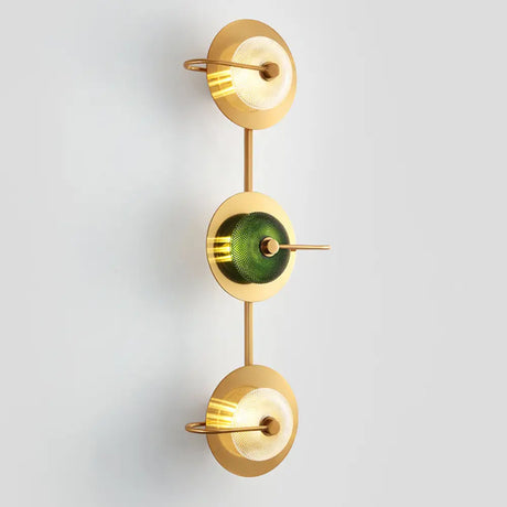 Postmodern Brushed Gold Glass Disc Wall Sconce - Mounted Lamp For Living Room 3 /