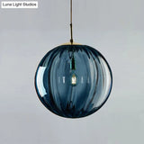 Postmodern Ceiling Pendant Lamp With Glass Pendulum In Blue/Smoke Grey/Purple Black Finish