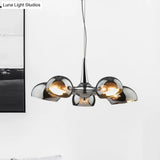 Postmodern Chrome Bowl Chandelier - 3/5 Lights Mirror Glass Pendant Ceiling Light For Dining Room