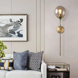 Postmodern Clear/Amber/Smoke Grey Glass Single Brass Wall Lamp Amber