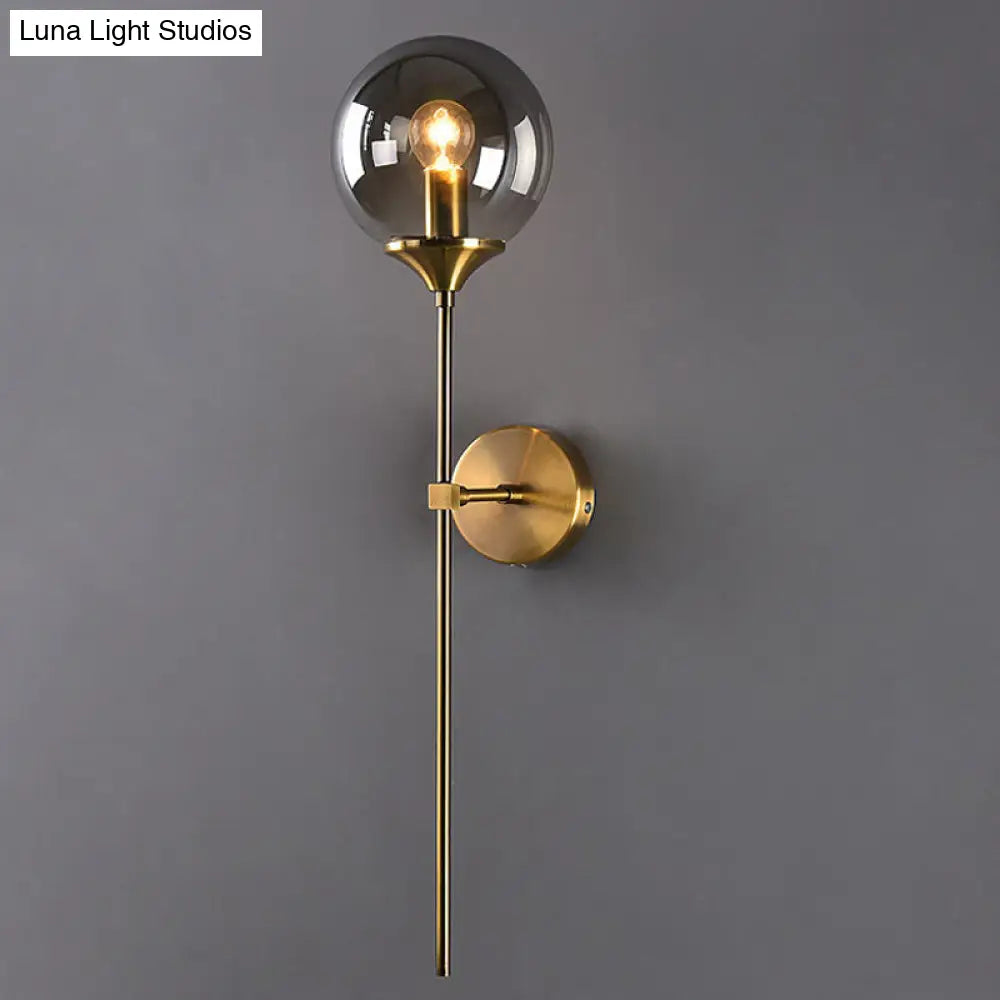 Postmodern Clear/Amber/Smoke Grey Glass Single Brass Wall Lamp