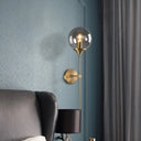 Postmodern Clear/Amber/Smoke Grey Glass Single Brass Wall Lamp Smoke Gray