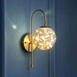 Postmodern Clear Glass Gold Wall Sconce With Led Starry Light Bulbs In Ball Shape / Warm Arc