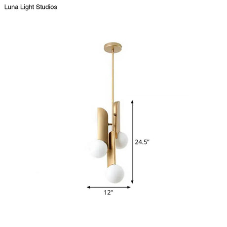 Postmodern Cream Glass Ball Pendant Lamp With Gold Suspension - Dining Table Lighting
