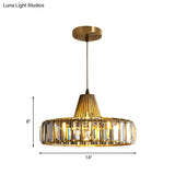 Postmodern Crystal 1-Light Gold Hat Pendant For Dining Room Ceiling