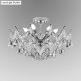 Postmodern Crystal Ball Ceiling Light Fixture - Chrome/Clear/Cognac 4 Lights Semi Flush Mount