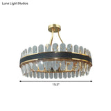 Postmodern Crystal Black And Gold Led Ceiling Mount Lamp For Circular Restaurants