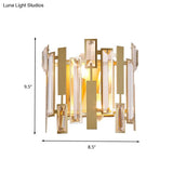 Postmodern Crystal Block Wall Light Fixture: 1 Gold Mount For Living Room
