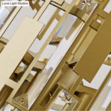 Postmodern Crystal Block Wall Light Fixture: 1 Gold Mount For Living Room