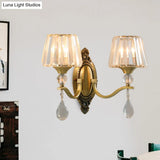 Postmodern Crystal Block Wall Mount Light Sconce In Brass - 1/2 Lights For Living Room