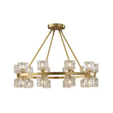 Postmodern Crystal Cube Gold Chandelier - Circle Dining Pendant With 6/12/28 Lights 20 /