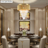 Postmodern Crystal & Metal Chandelier Light - 5/8/10 Lights Gold Finish 16’/19.5’/23.5’ Wide