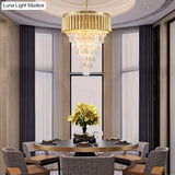 Postmodern Crystal & Metal Chandelier Light - 5/8/10 Lights Gold Finish 16’/19.5’/23.5’ Wide