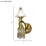 Postmodern Crystal Wall Sconce With Gold Mount And Dangling Rods - Half Bulb Lighting